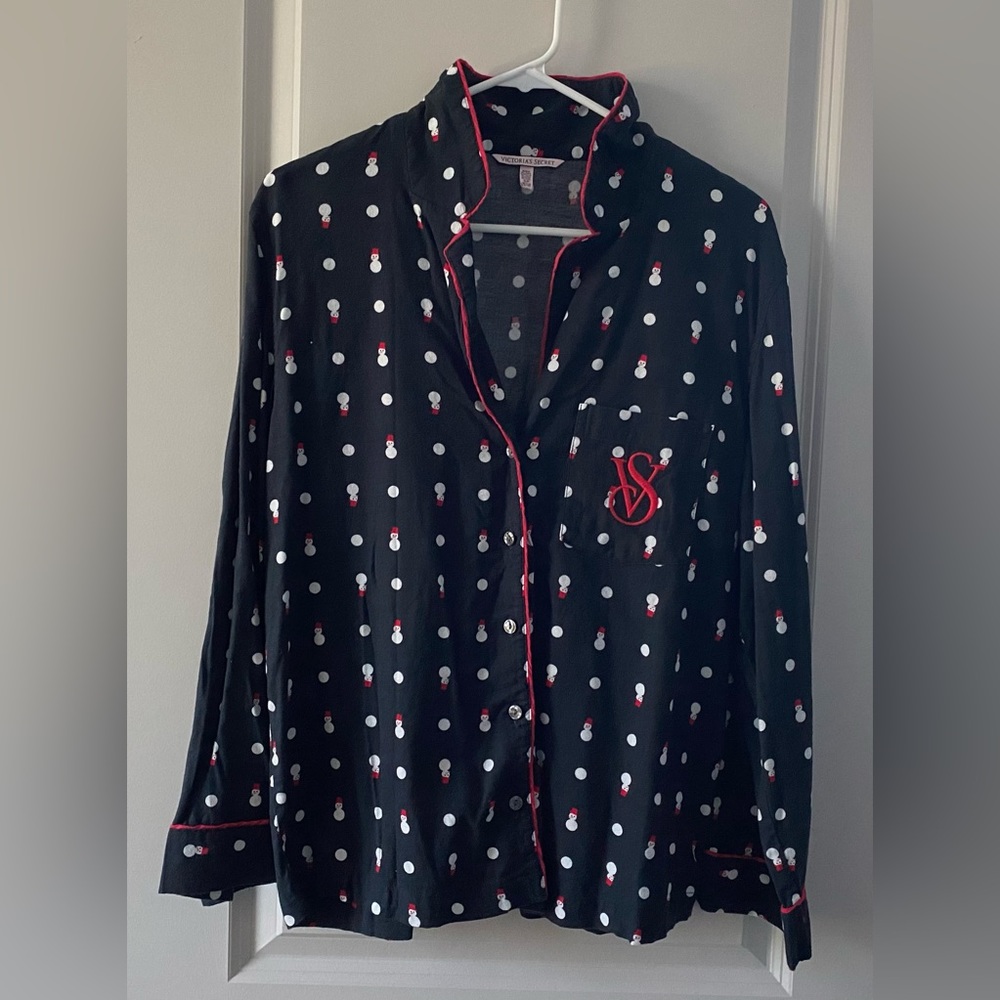•GUC•Victoria’s Secret Dreamer Snowman Flannel Button Down Pajama Top